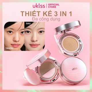 UKISS 3D đệm xoay Nhỏ Gọn 3 Trong 1 Đệm 11g Kem nệm + 2.4g Tạo khối (Contour) + 1.2g Tạo sáng (Highlighter)  kiểm soát dầu & Kem Che Khuyết Điểm Lâu Dài & Smudge-Proof
