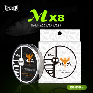 Dây câu mỏng hơn Kingdom MX8 Micro Fly 100m / 150m 4 dây Dây PE bện 0,2 # 0,4 # 0,6 # 9-12LB Siêu cứng và nhập khẩu mạnh Dòng cá chất lượng tốt nhất cho dây câu cá chép