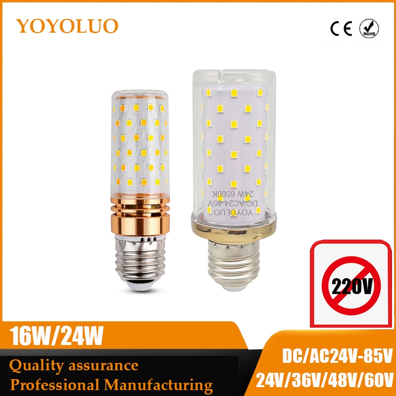 Bóng đèn LED ngô E27 16W 24W 24V 36V 48V cho hệ 36V năng lượng mặt trời
