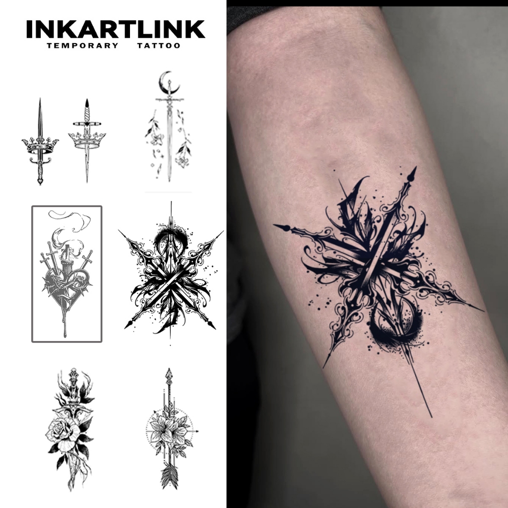 Hình xăm dán DNY-07 phong cách ma thuật tối giản, chống thấm nước và bền lâu