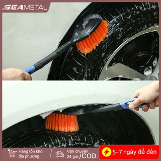 SEAMETAL Bàn chải làm sạch vành lốp ô tô Bàn chải tay cầm dài chống trượt Xe hơi / Xe đạp Bánh xe trung tâm làm sạch Dụng cụ giặt