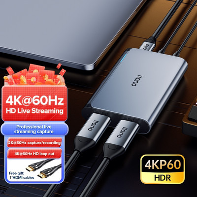 Thẻ ghi video âm thanh LLANO 4k/ thiết bị ghi video HDMI USB 3.0/ full hd 1080p để ghi trò chơi/ phát trực tiếp