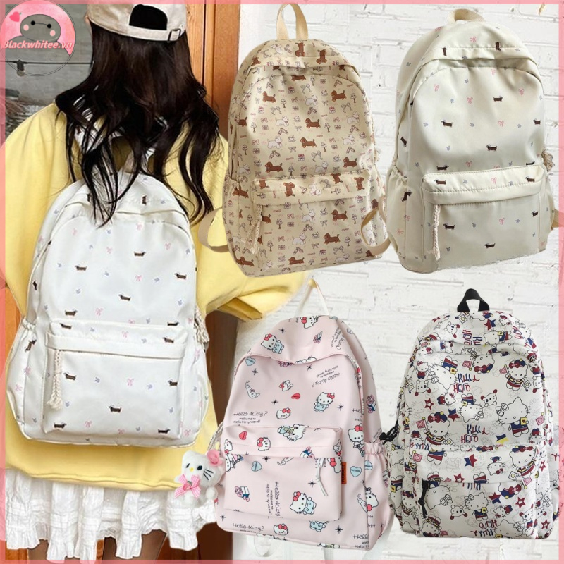 BWHTE In Hình Dễ Thương Chó Con Dachshund Ba Lô Phong Cách Đại Học Học Sinh Schoolbag Di Động Dung Tích Lớn Túi Du Lịch Nữ Tính Quà Tặng Sinh Nhật.