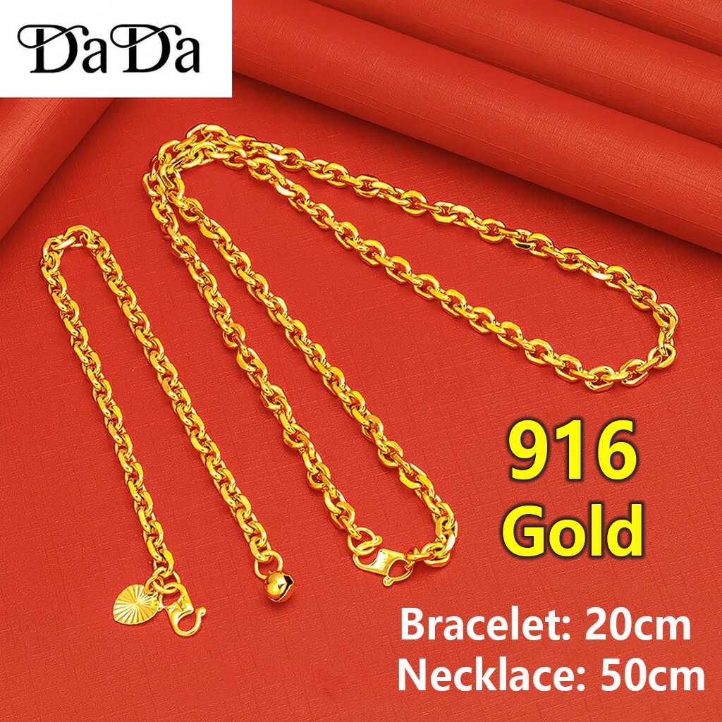 Nhẫn Vàng 916 Malaysia Vòng Cổ Vàng Nam Vòng Cổ Quà Tặng Vòng Cổ Vòng Tay Bộ Nhẫn