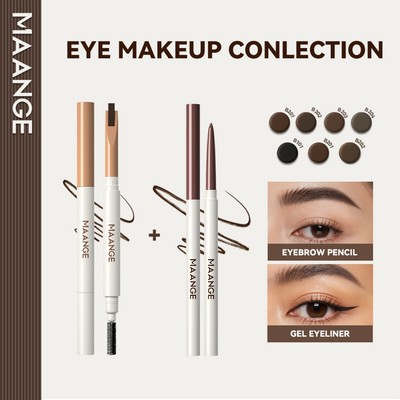 Bút kẻ mắt MAANGE Gel và bút chì kẻ lông mày hai đầu chống thấm nước và lâu trôi Thích hợp cho người mới bắt đầu MG-E04+E07