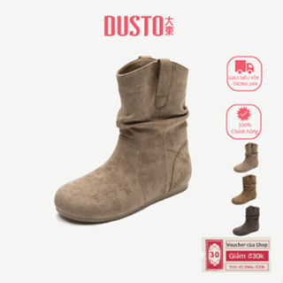 Giày Bốt Ngắn DUSTO Nữ Lông Cừu Dày Thời Trang Mùa Đông Phong Cách Mới DW24D0225E