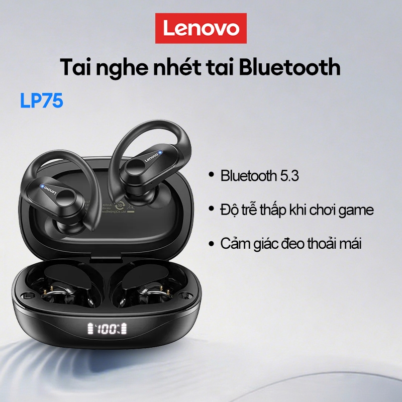 Lenovo thinkplus LP75 tws Tai nghe Bluetooth Tai nghe không dây Bluetooth V5.3 Sport OWS Full Bass T