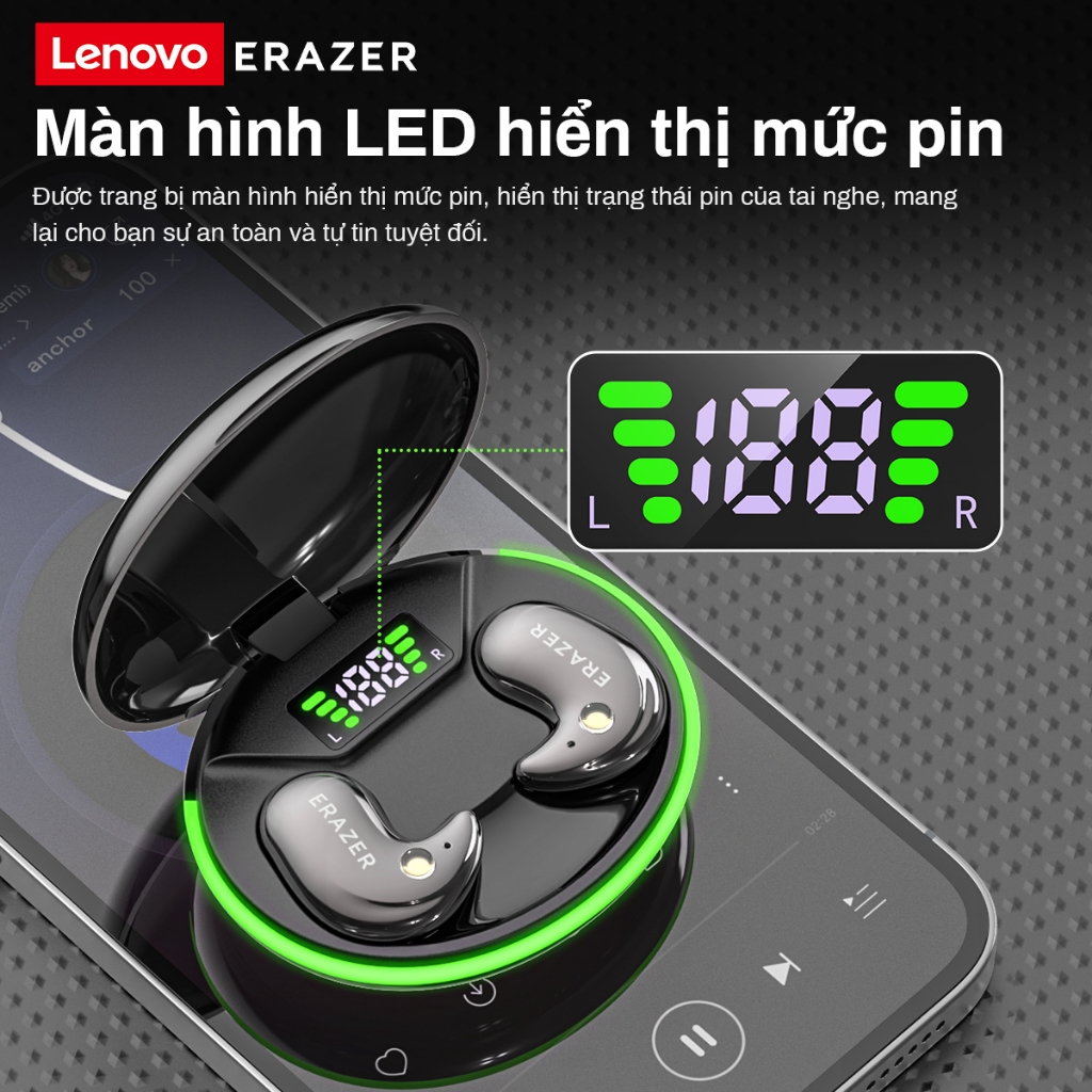 Lenovo ERAZER XF58 Tai Nghe Phiên Dịch AI Tai Nghe Ngủ Đa Năng  Màn Hình LED, Bluetooth 6.0  Âm Thanh Hi-Fi Cao Cấp Khử Tiếng Ồn ENC Chống Nước IPX5 Thiết Kế Không Dây | BigBuy360 - bigbuy360.vn