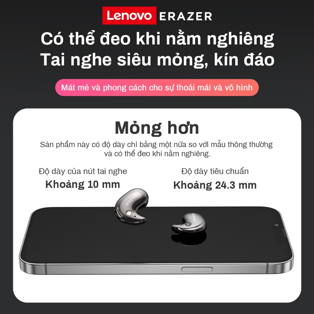 Lenovo ERAZER XF58 Tai Nghe Phiên Dịch AI Tai Nghe Ngủ Đa Năng  Màn Hình LED, Bluetooth 6.0  Âm Thanh Hi-Fi Cao Cấp Khử Tiếng Ồn ENC Chống Nước IPX5 Thiết Kế Không Dây | BigBuy360 - bigbuy360.vn