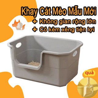  50cm 60cm 65cm Nhà Vệ Sinh Cho Mèo Có Chậu Thành Cao Chống Văng Cát Kèm Xẻng Chậu Cát Mèo Size To Box Pet 