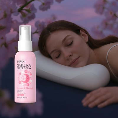 LAIKOU Japan Sakura Sleep Spray 60ml Gối & Xịt Lanh với Hoa oải hương & Hoa cúc Làm dịu & Thư giãn để ngủ yên bình