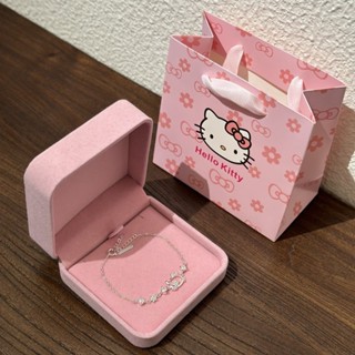 Vòng tay nữ zirconia hình nơ mèo màu bạc - Quà tặng sinh nhật đáng yêu