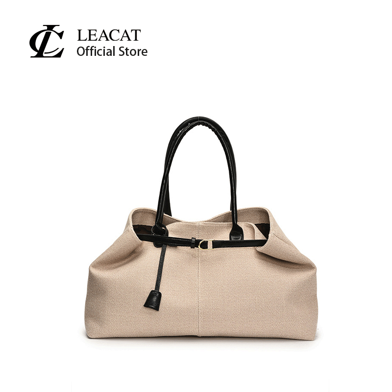 Leacat Casual sức chứa lớn, đa năng để đi lại, nách một vai, túi vải tote cầm tay màu