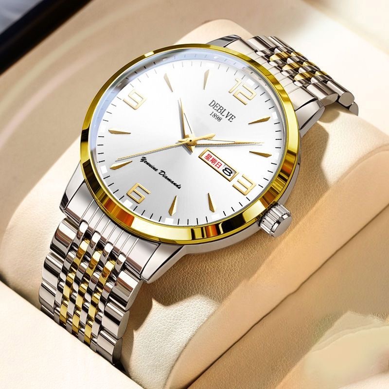 DEBLVE Nam Kinh Doanh Chính Hãng Thép Không Gỉ Thời Trang Đồng Hồ Thạch Anh Chống Thấm Nước Dạ Quang