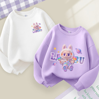 W.G.Q Áo Sweater bé trai / bé gái, thiết kế cổ tròn in labubu , thích hợp cho trang phục thể thao ngoài trời và đi học