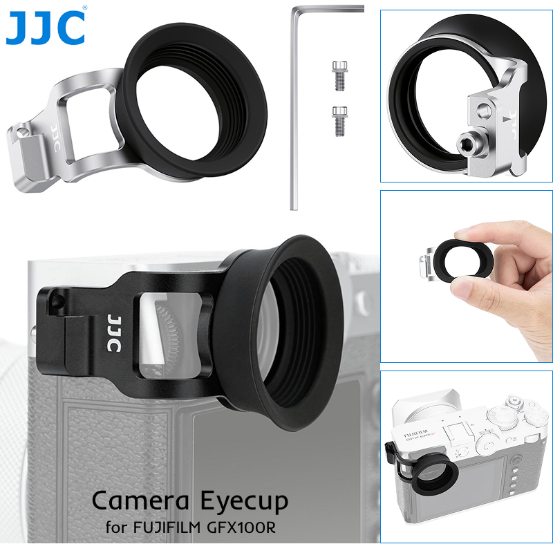JJC Camera Eyecup Fuji Fujifilm GFX100RF Vòng Silicon Mở Rộng Kính Quan Sát Cửa Sổ Bảo Vệ Mắt Dây Đe