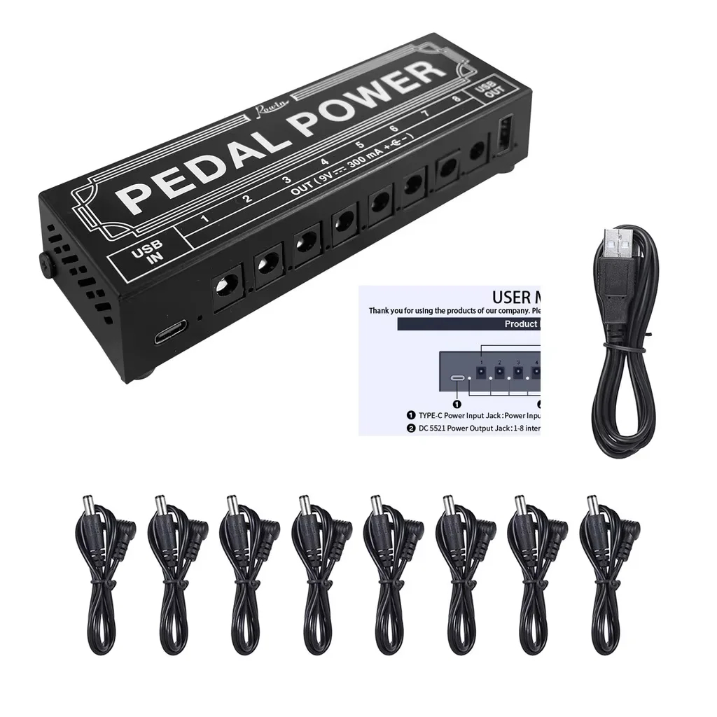 ROWIN Hiệu Ứng Bàn Đạp Nguồn Điện Nguồn 8 Đầu Vào Loại DC Cô Lập Đầu Ra 5V Đầu Ra USB 9V 300mA Bảo V