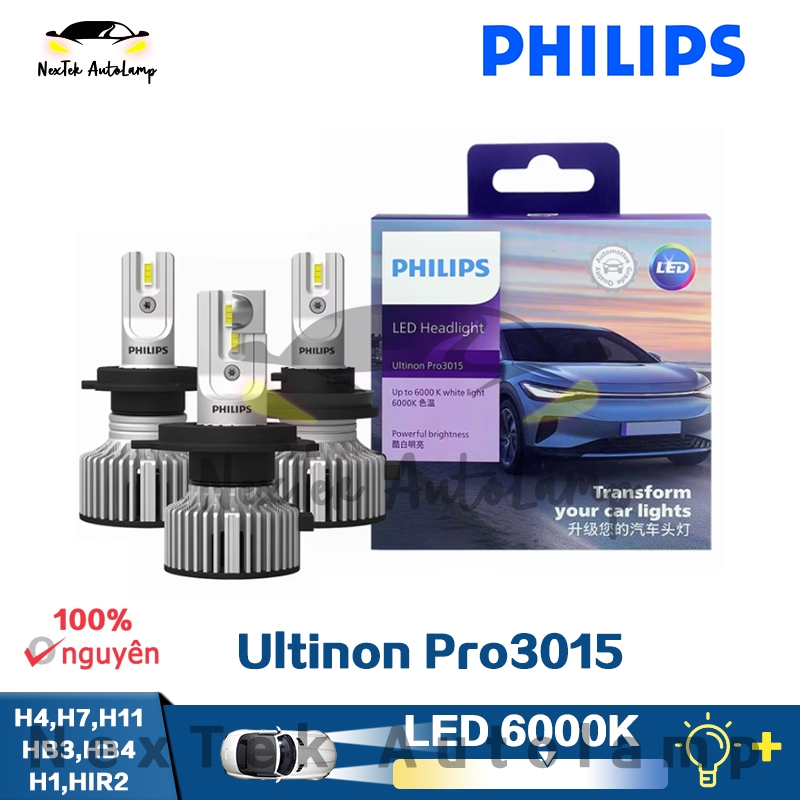 Philips Ultinon Pro3015 H1 H4 H7 H11 HB3 9005 HB4 9006 HIR2 9012 Đèn LED đầu ô tô 6000K Đèn sương mù