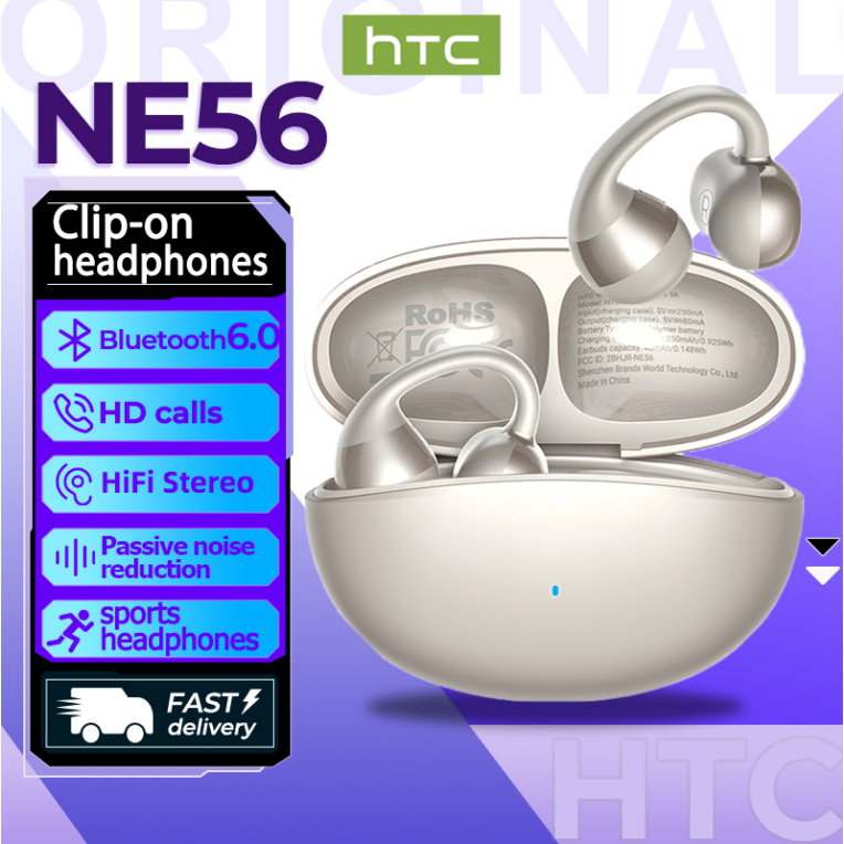 HTC NE56 Tai nghe kẹp Bluetooth 6.0 không dây chống ồn ENC HiFi chống nước IPX5 nhẹ Âm thanh 3D Tai nghe thể thao Bluetooth độ trễ thấp | BigBuy360 - bigbuy360.vn