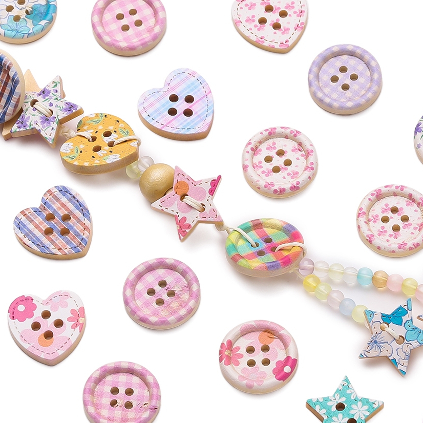 Trái tim ngôi sao năm cánh gỗ - Nguyên liệu làm vòng tay và móc khóa DIY