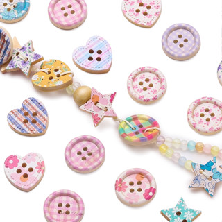 Trái tim ngôi sao năm cánh gỗ - Nguyên liệu làm vòng tay và móc khóa DIY