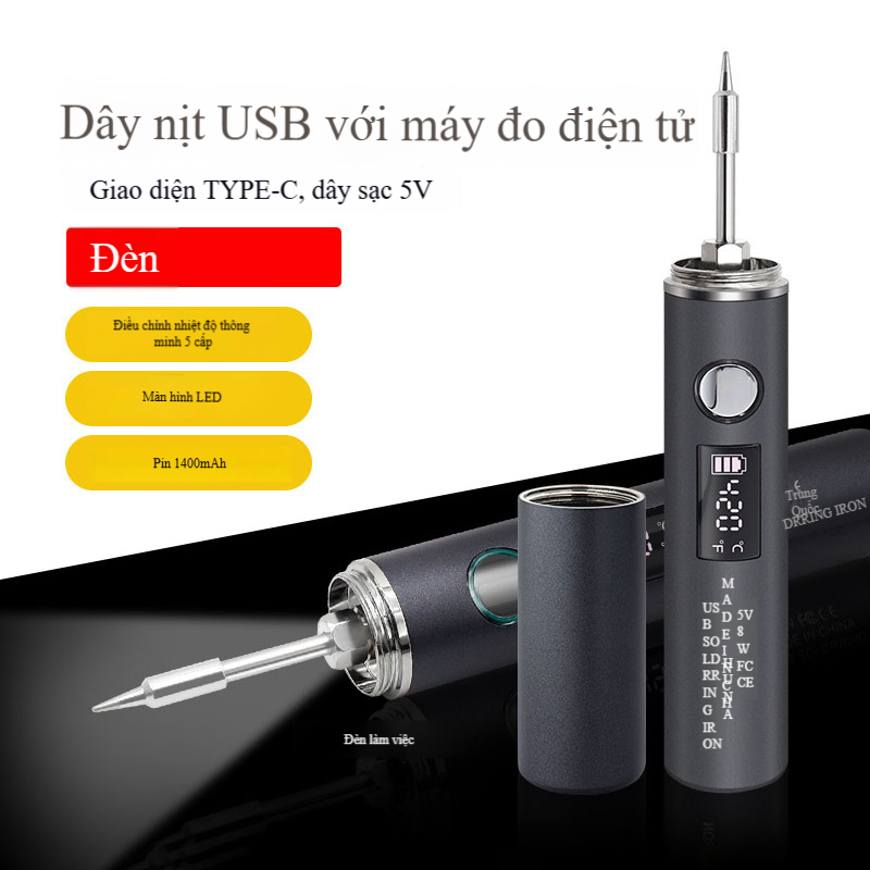 Socoje Mới Di Động USB Hàn Sắt TYPE-C Cắm Giao Diện Điều Chỉnh Nhiệt Độ Năm Tốc Độ Màn Hình Kỹ Thuật