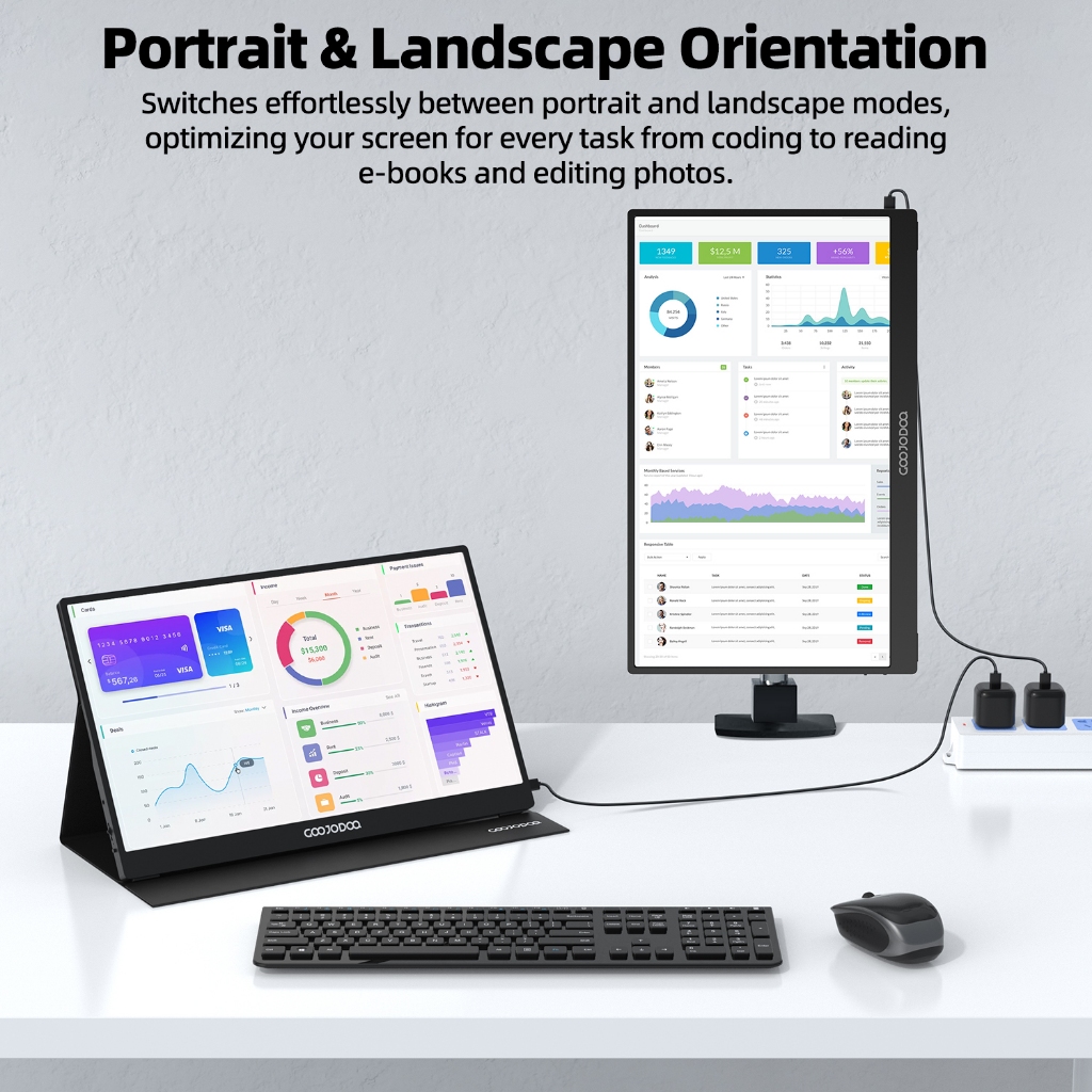 GOOJODOQ 15.6 '' 1920 * 1080P Màn hình di động có thể cảm ứng 4K với màn hình IPS Full HD Loa âm thanh nổi kép Góc nhìn rộng | BigBuy360 - bigbuy360.vn