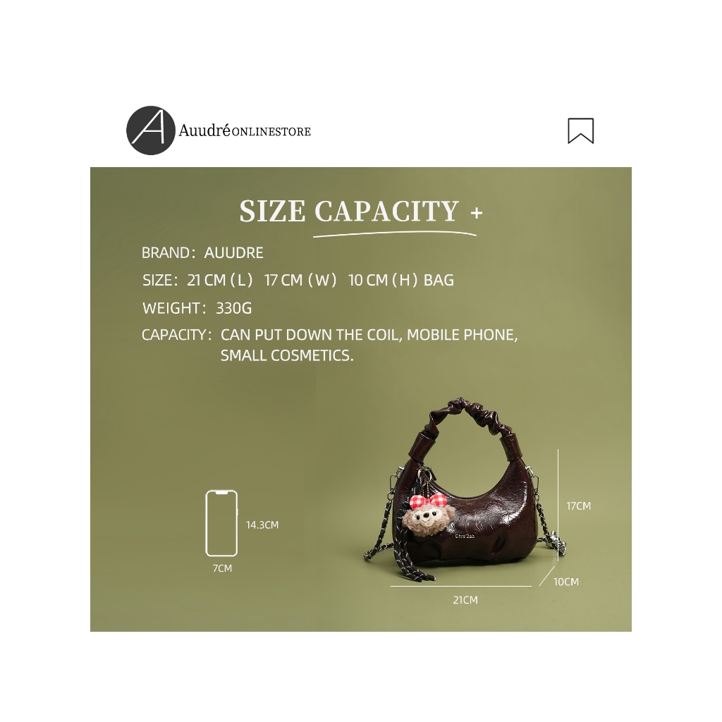Auudre Premium Retro Xếp Ly Túi Xách Túi Xích Đi Lại Túi Đeo Ngang | BigBuy360 - bigbuy360.vn