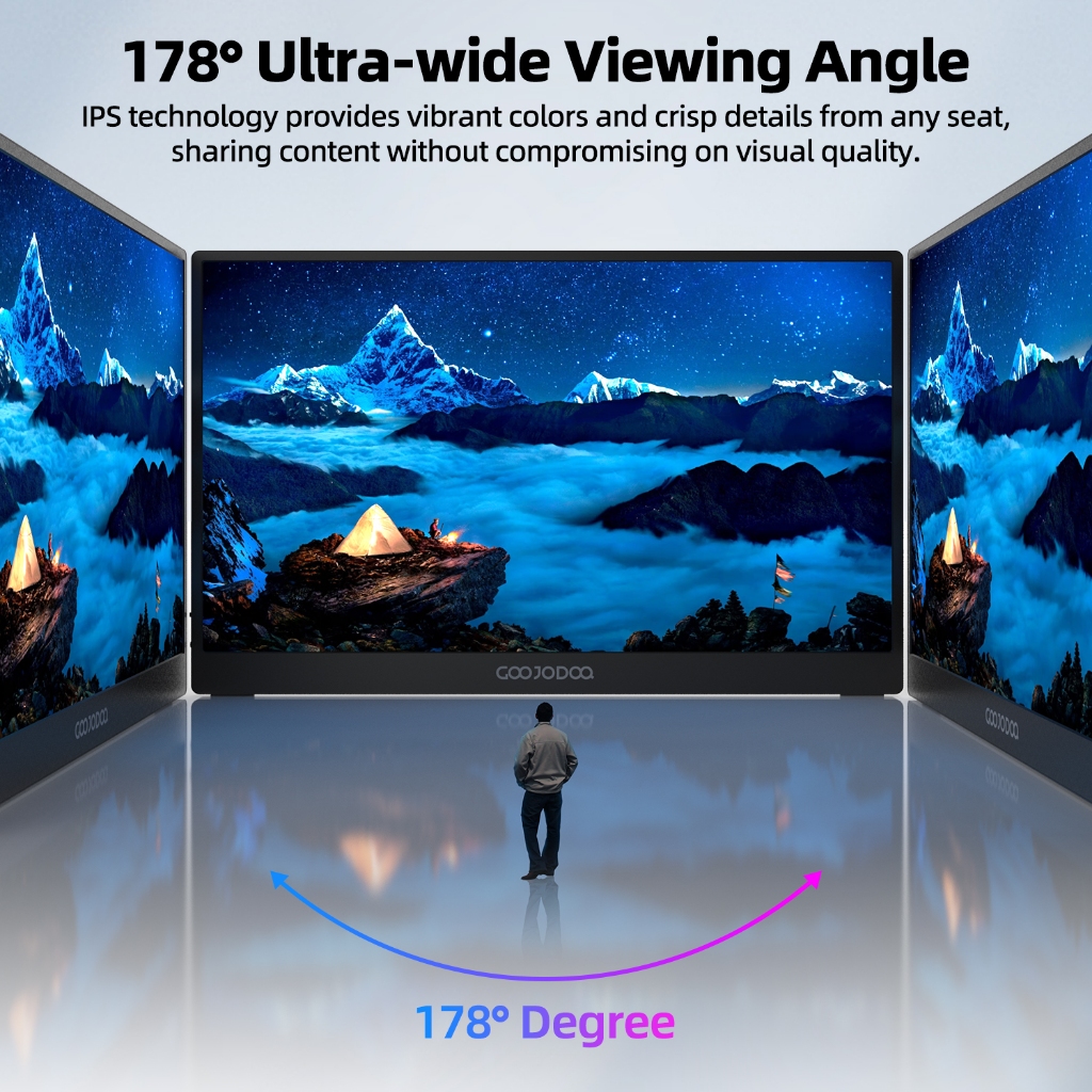 GOOJODOQ 15.6 '' 1920 * 1080P Màn hình di động có thể cảm ứng 4K với màn hình IPS Full HD Loa âm thanh nổi kép Góc nhìn rộng | BigBuy360 - bigbuy360.vn