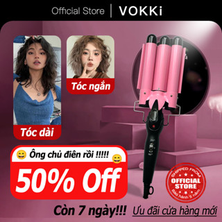  💋 Tóc xoăn Hàn Quốc💋  Máy Bấm Tóc Gợn Sóng  - VOKKi - Máy làm xoăn sóng nước 3 trục Máy bấm sóng nước HE19 Máy dập sóng chỉnh nhiệt Máy Uốn Tóc 