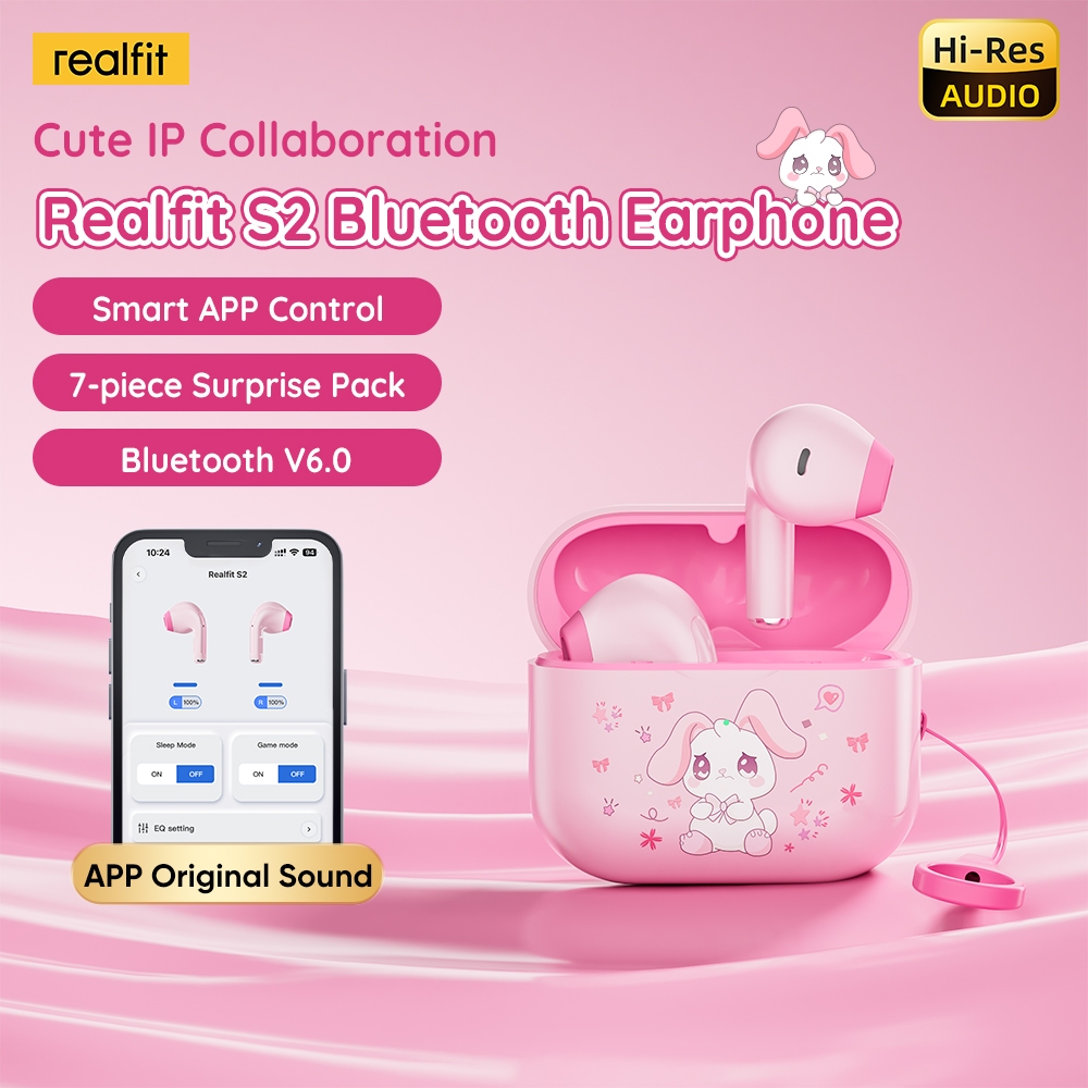 [Qùa tặng] Tai nghe Bluetooth Mini Realfit S2 Hoạt hình dễ thương Dopamine đầy màu sắc BT6.0 có điều