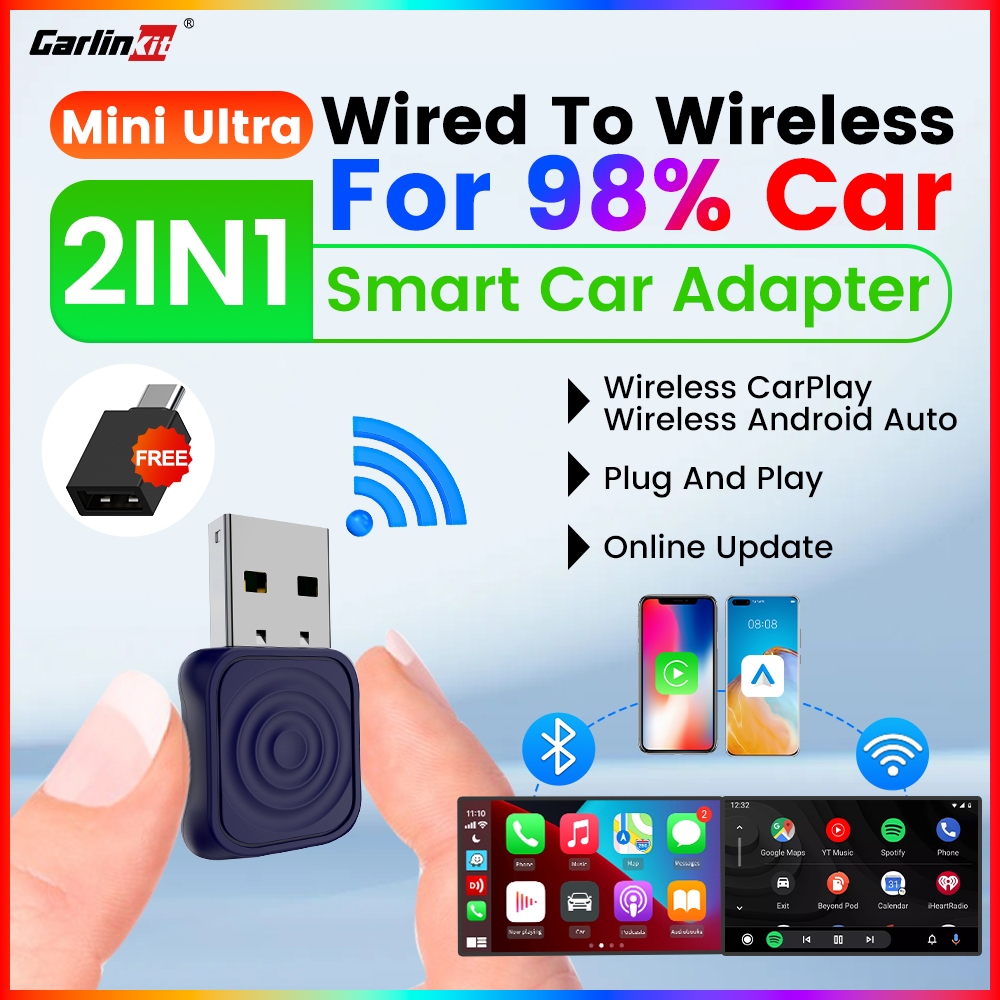 CarlinKit Wireless CarPlay Adapter Không Dây Android Auto 2 Trong 1 Hộp Mini Có Dây Sang Không Dây D