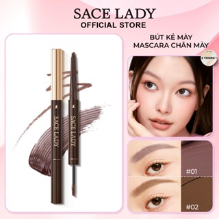 SACELADY Bút chì kẻ mày 2 trong 1 & Gel nhuộm màu lông mày đều màu chống thấm nước 0,95g