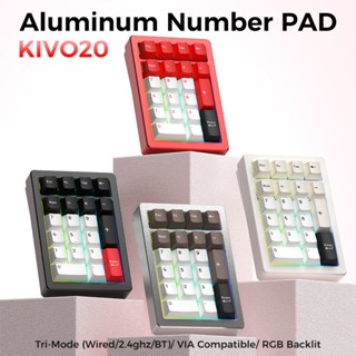 ElecFoxKIVO 20 phím – Bàn phím số cơ vỏ nhôm, switch mượt mà, gõ chính xác, đèn nền RGB, kết nối 3 chế độ