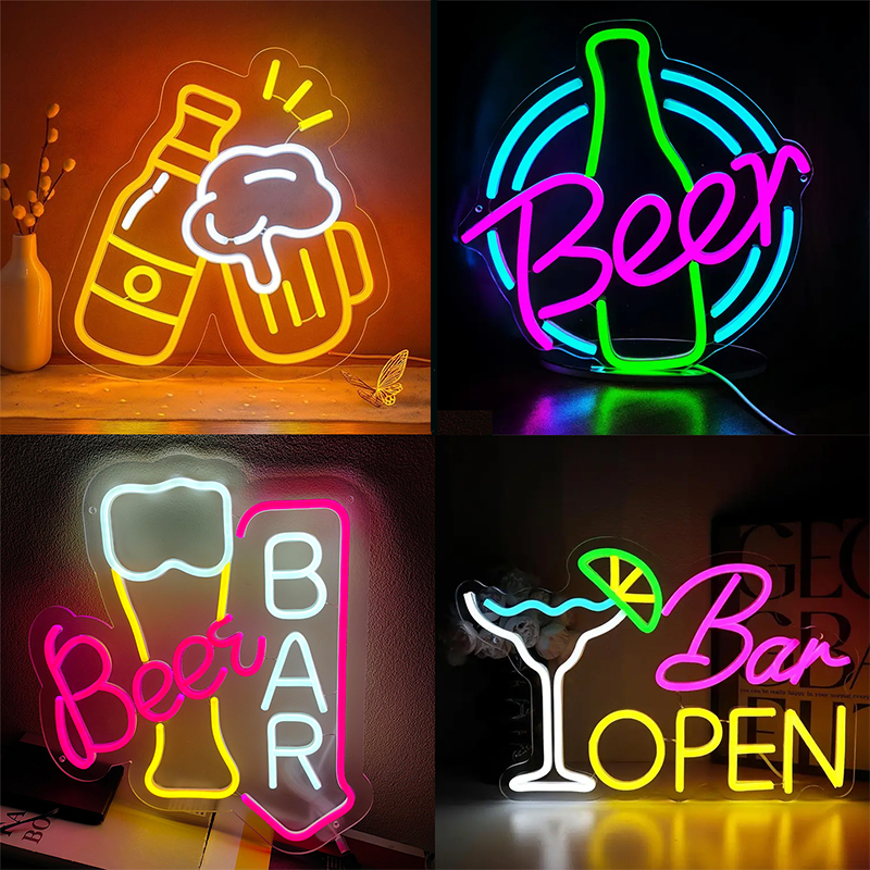 Open BAR Beer BAR LED Neon Light Cocktail Rượu vang đỏ Bia BAR-USB Powered, Thích hợp để trang trí q