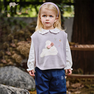 Dave Bella 9M-9Y Áo Vest Thu Đông Bé Gái 100% Cotton áo len gile trẻ em Họa tiết thỏ nơ DB3253246