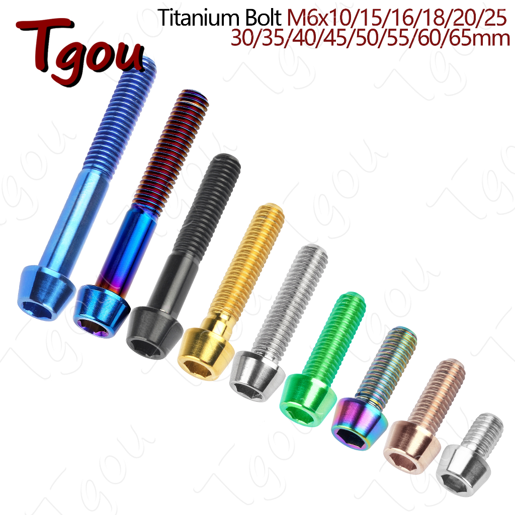Tgou Titan Bu Lông M6x10 16 18 20 25 30 35 40 45 50 55 60 65mm Đầu côn Allen Chìa khóa Vít cho tai nghe xe đạp Bu lông phanh