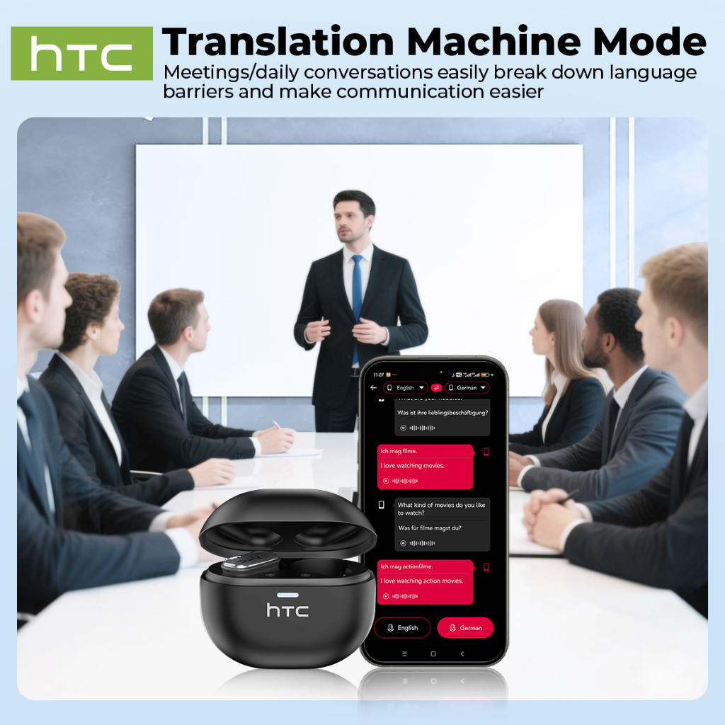 Tai nghe dịch thuật HTC NE16 AI Tai nghe Bluetooth 6.0 AI Thể thao Khử tiếng ồn Trò chơi âm nhạc Chất lượng âm thanh HiFi Tuổi thọ pin dài Tai nghe Bluetooth nửa trong tai | BigBuy360 - bigbuy360.vn