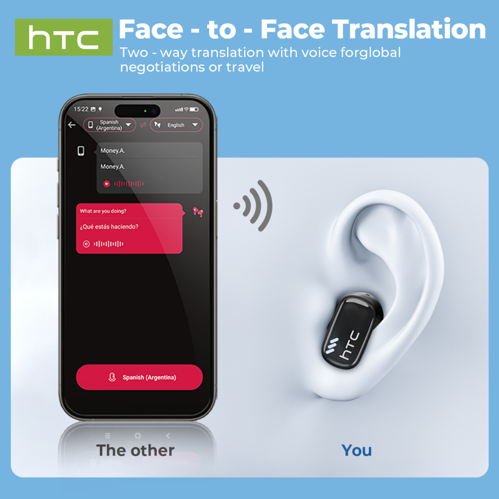 Tai nghe dịch thuật HTC NE16 AI Tai nghe Bluetooth 6.0 AI Thể thao Khử tiếng ồn Trò chơi âm nhạc Chất lượng âm thanh HiFi Tuổi thọ pin dài Tai nghe Bluetooth nửa trong tai | BigBuy360 - bigbuy360.vn