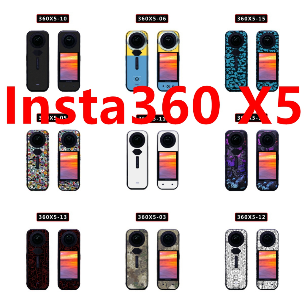 Nhãn dán da 17 màu Tương thích với máy ảnh thể thao Insta360 X5 Vinyl Decal Full Set Bọc màng bảo vệ