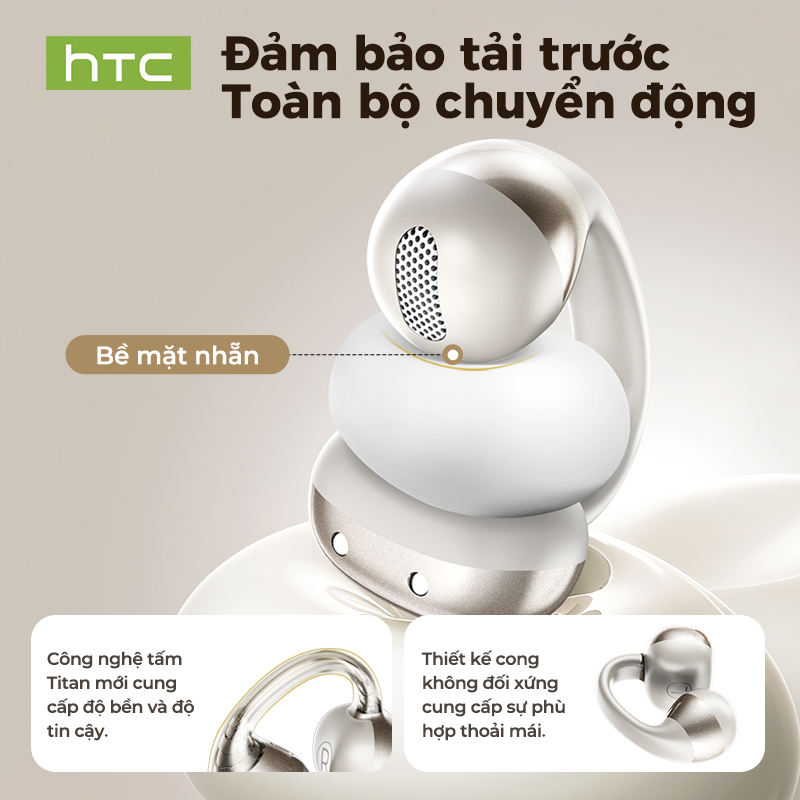 HTC NE56 Tai nghe Bluetooth không dây Âm thanh không gian 360° Chống nước IPX5 Tai nghe kẹp Có micro Âm thanh 3D Tai nghe thể thao Bluetooth độ trễ thấp | BigBuy360 - bigbuy360.vn