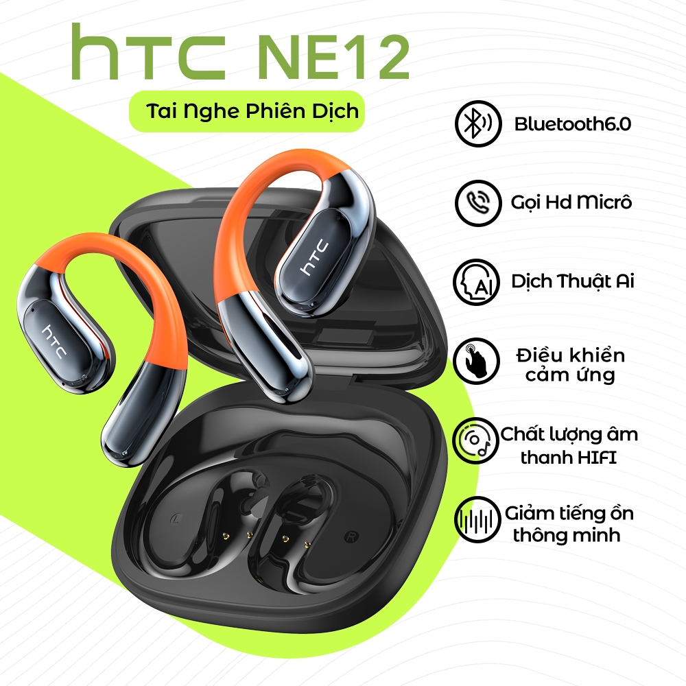 HTC NE12 AI Tai Nghe Phiên Dịch Bluetooth 6.0 Âm Thanh HiFi Micrô tích hợp  Thiết Kế Mở Thoải Mái Cho Thể Thao & Công Sở | BigBuy360 - bigbuy360.vn