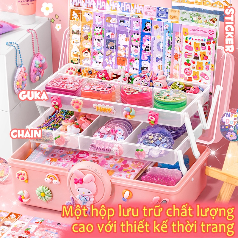 522cái/381cái/286cái/185cái Bộ vui nhộn guka Nhãn dán tùy chỉnh DIY kem keo cô gái sang trọng hộp