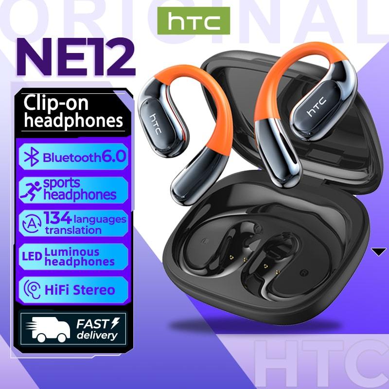 Tai nghe không dây dịch thời gian thực thông minh HTC NE12 Al Bluetooth 6.0 Dịch 134 ngôn ngữ Màn hình LED Tai nghe doanh nghiệp có Mic Tai nghe OWS IPX5 chống nước có micrô | BigBuy360 - bigbuy360.vn