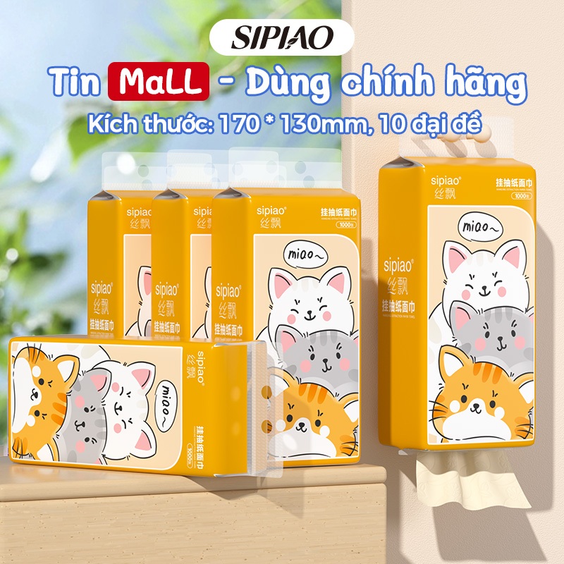 Giấy lụa mềm dày Sipiao 4ply (1293-10) 1000 chiếc mỗi gói VN (Móc quà tặng) Giấy vệ sinh