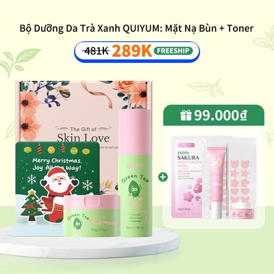 [Purify-Protect-Glow] Bộ sưu tập chăm sóc da chống mụn trà xanh QUIYUM Làm sạch lỗ chân lông Kiểm soát dầu làm dịu Quà tặng Giáng sinh sinh cho nữ