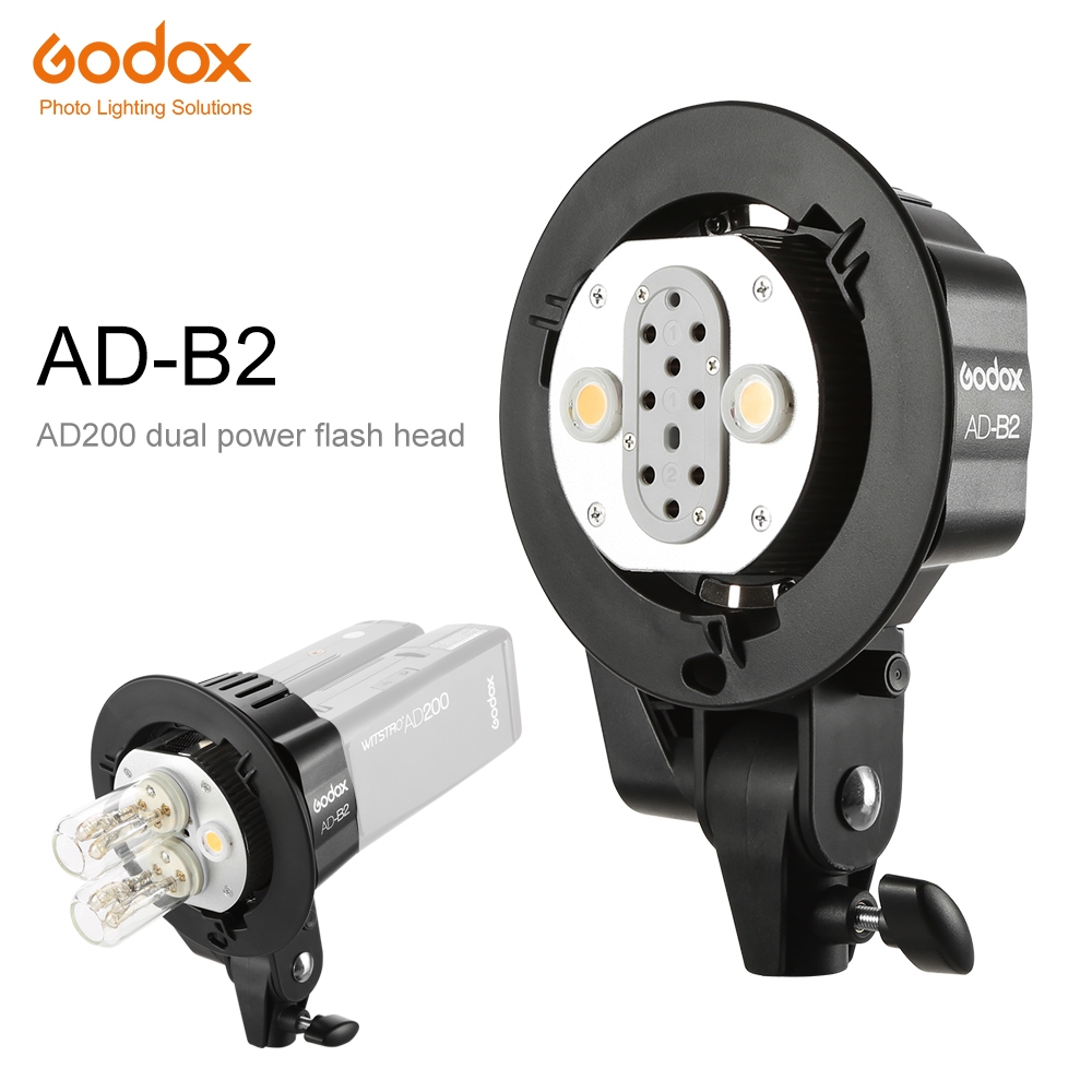 Godox AD200 AD-B2 Bowen Mount ống đôi Đầu đèn Giá đỡ cho AD200 Đèn flash di động AD200 Phụ kiện đèn 