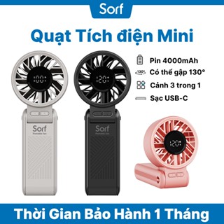 Sorf A9 Quạt Cầm Tay Mini Sạc điện Gấp Gọn Đeo Cổ 120 Cấp Gió Pin 3600mAh Màn Hình LED Siêu Yên Tĩnh