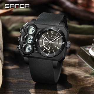 Đồng hồ đeo tay nam điện tử màn hình kép SANDA 6237 Thể thao đa chức năng chống nước -5