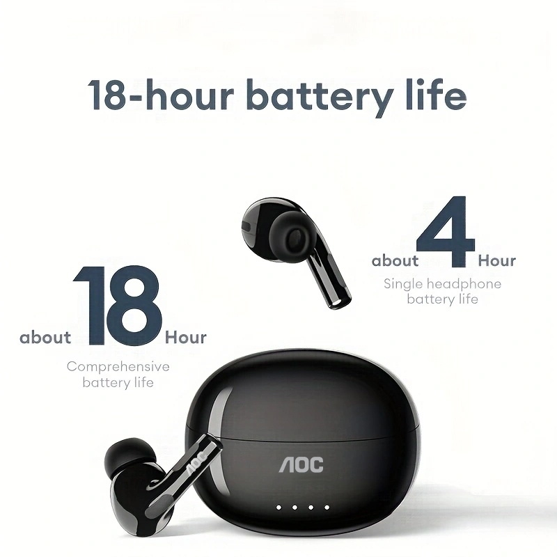 Tai nghe Bluetooth AOC ACT2511 và Tai nghe không dây TWS có âm thanh toàn cảnh HiFi và cuộc gọi thoại trong suốt cộng với tuổi thọ pin dài 18H và vừa vặn thoải mái | BigBuy360 - bigbuy360.vn
